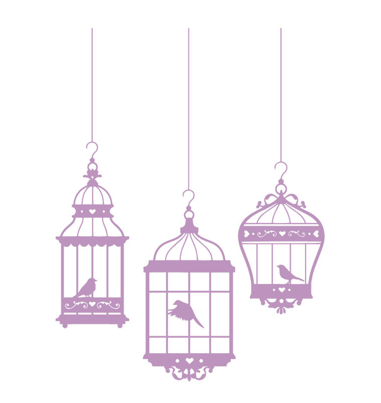 Adhésif décoratif jolies cages à oiseaux, Lilas, H 24 po x l 18 po x P 0,01 po