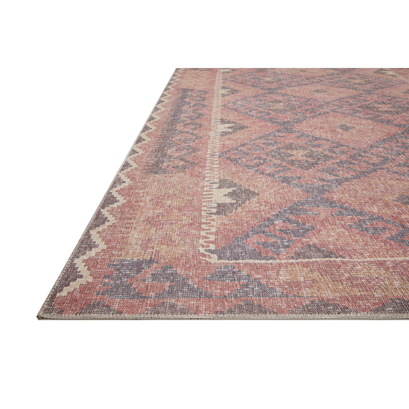 Tapis oriental rose / bleu Alameda, Rectangle 2 pi 3 po x 3 pi 9 po