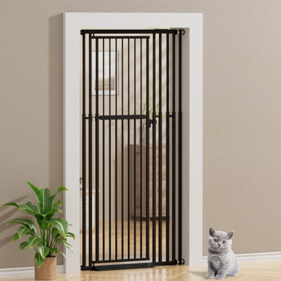 47"-87" Extra Tall Cat Gate, Adjustable Width 27.5" – 37", One-Piece Metal Safety Gate, Pressure Mount No Tools Needed