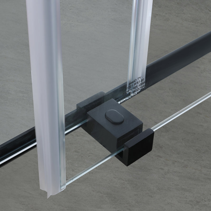 60" W x 76" H Double Sliding Frameless Soft Close Shower Door with 5/16" (8mm) Tempered Glass, Metal Water Retaining Strip