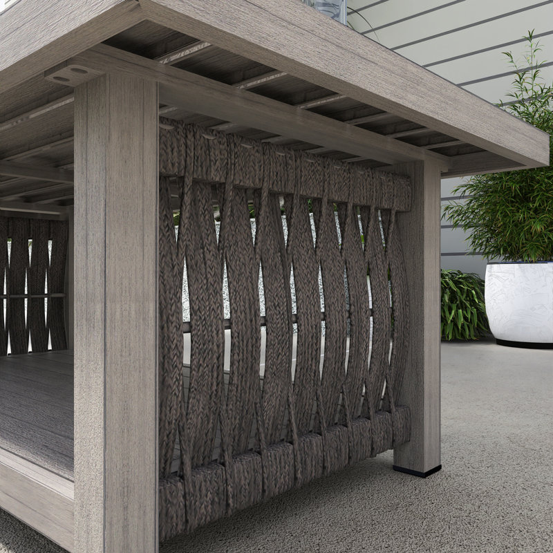 2-Tier Rectangular Aluminum Outdoor Coffee Table, Brown