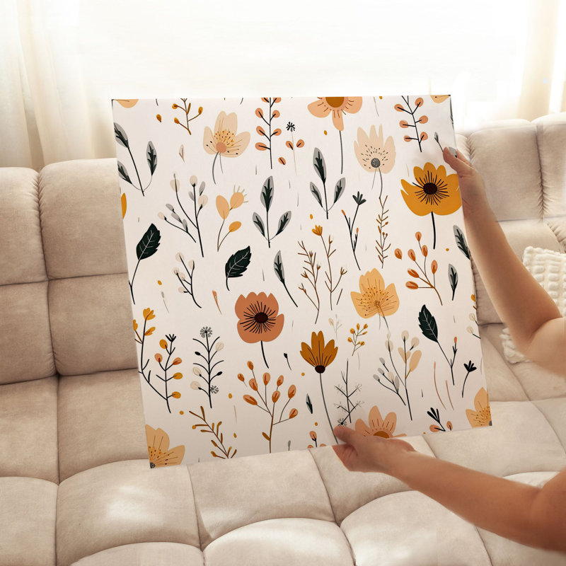 Art floral scandinave sans cadre, H 14 po x l 14 po