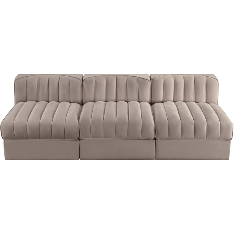 Tissu en tissu d'ameublement Paynton Canapé modulaire, 27 po H x 87 po L x 34 po P, 3, Taupe