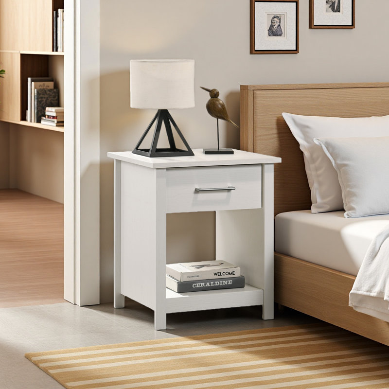 20"W 1-Drawer Nightstand Bedside Table, White
