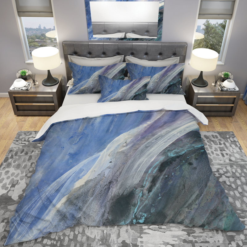 Ensemble de housse de couette abstract water painting, Housse de couette très grand + 2 taies décoratives