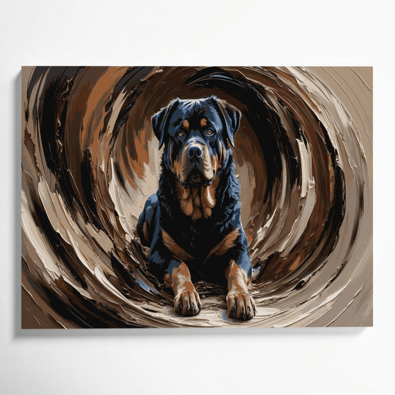 «Dogs Rottweiler», art mural sur toile noire, H 12 po x l 18 po