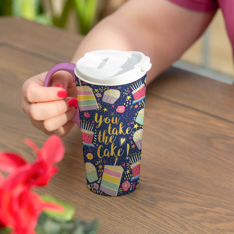 Birthday "You Take The Cake" Ceramic Perfect Cup, 17oz, Gift Box