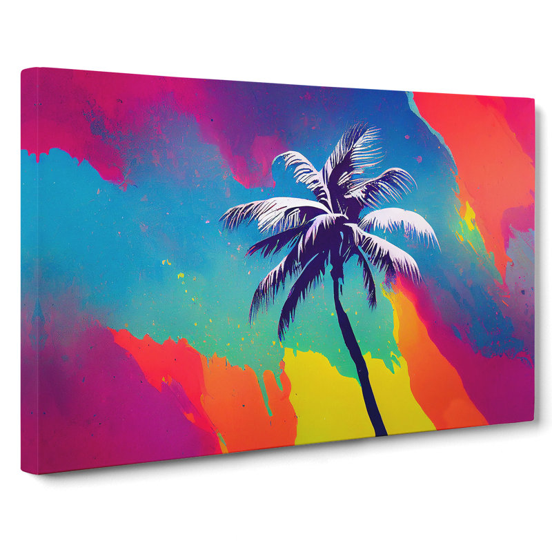 Colourful Palm Tree - Wrapped Canvas, 50cm H x 76cm W x 3cm D