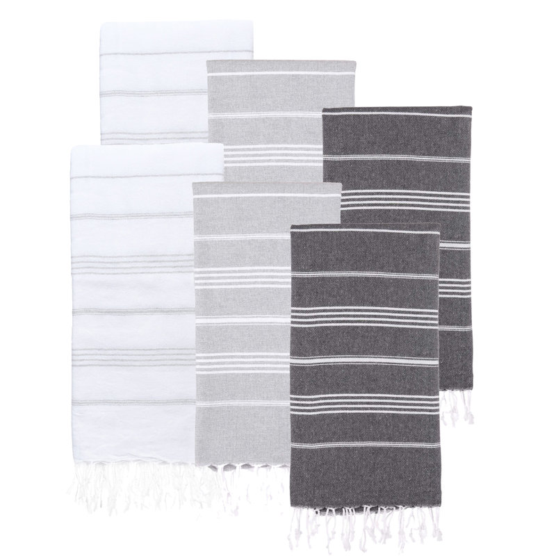 Euan Turkish Cotton Beach Towel Set, Black/Gray/White