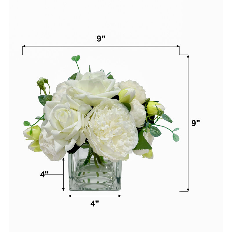 Centre de table faux hortensias pivoines roses