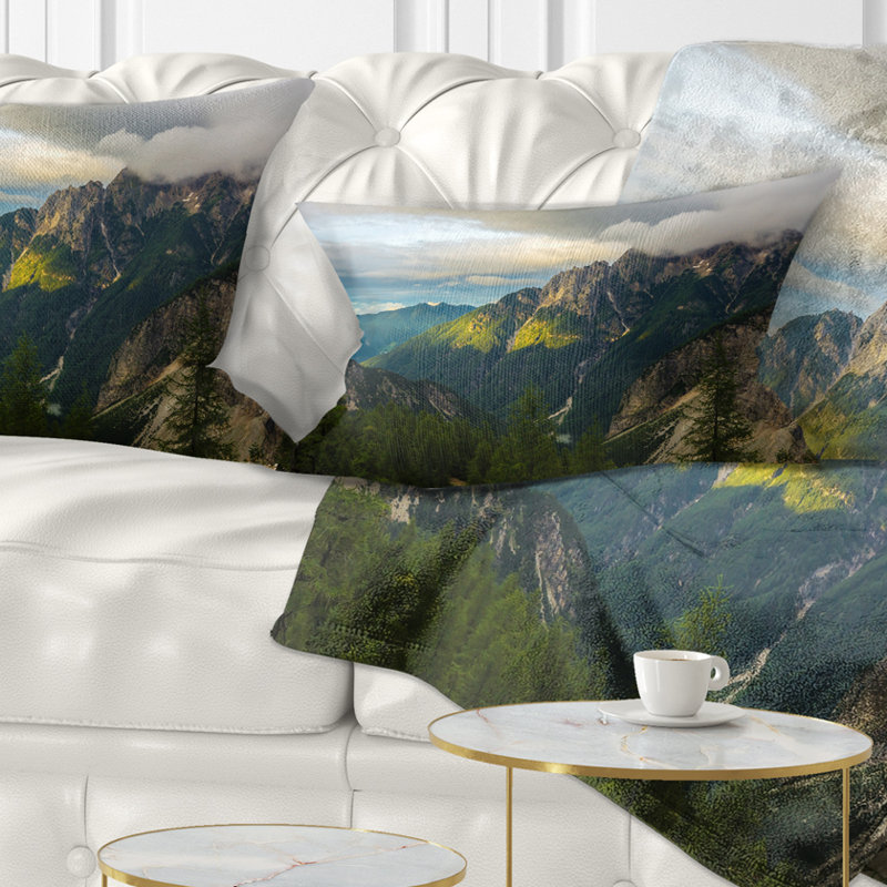 Coussin décoratif photo de soleil avec réflexion paysager