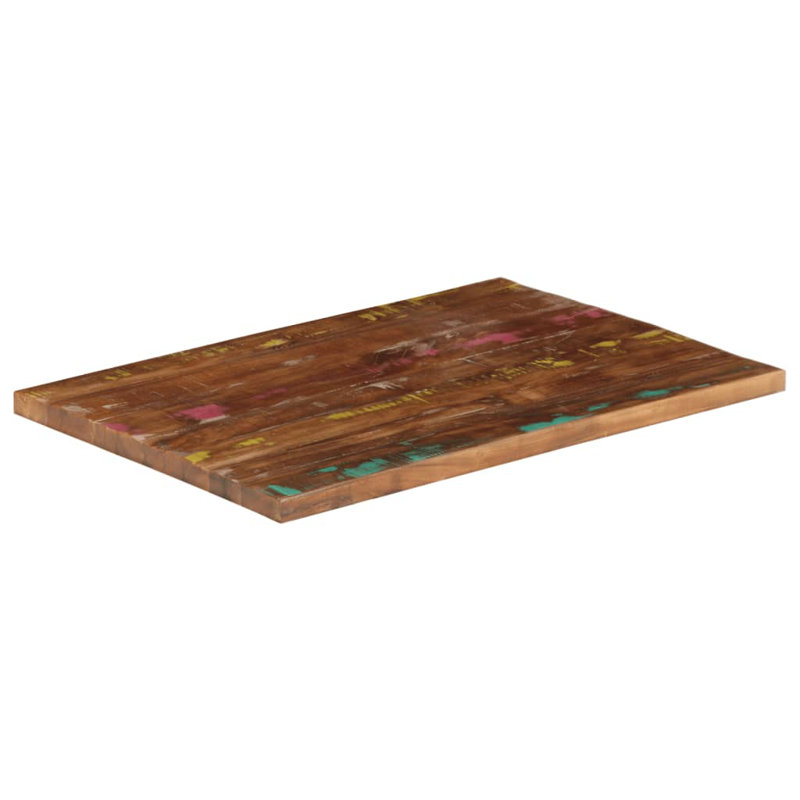 Rechteckig Altholz Massiv Solid Wood Table Top, Walnut, 2.5cm H x 80cm W x 50cm D