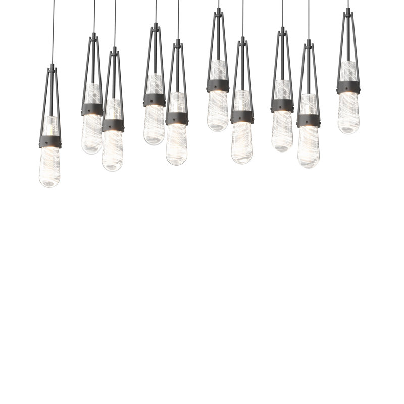 Link 10 - Light Pendant, Long: 19" to 130", Clear with White Threading Glass, Black