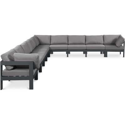 Griton 180'' Wide Aluminum Patio Sectional with Cushions
