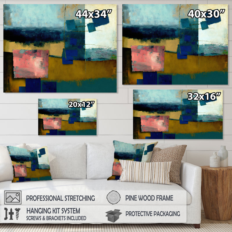 «Blue Sky Colorfields III», art mural abstrait sur toile, H 12 po x l 20 po x P 1 po, Toile tendue
