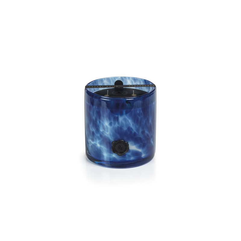 Large Blue Opal Glass Scented Jar Candle with Sea Salt & Coastal Mist