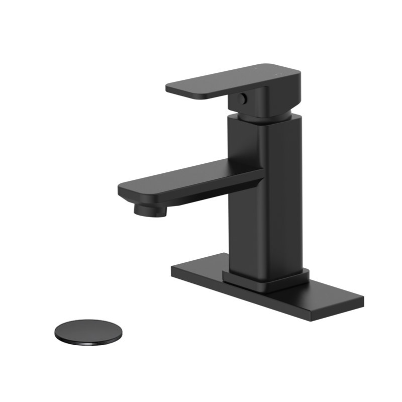 Single-handle Bathroom Faucet with Drain Assembly, Matte Black