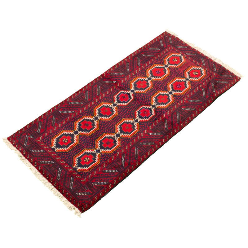 Tapis décoratif en laine noué à la main de conception unique 3 pi 2 po x 6 pi 2 po Besse