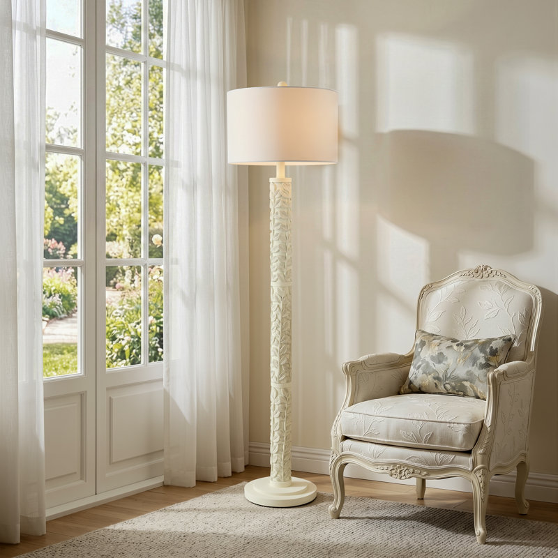 61.5'' Rustic Farmhouse Floor Lamp with Drum Shade