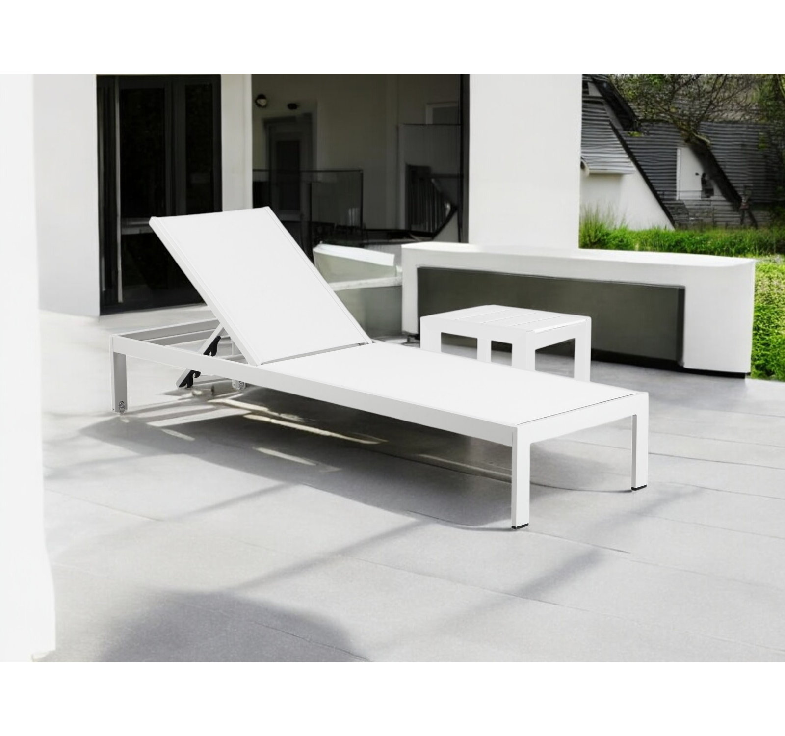Aynura 25" Patio Chaise Lounge Set, White, White