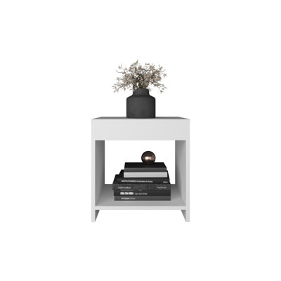 Minimalist 16.5 Inch Nightstand With Open Storage Shelf