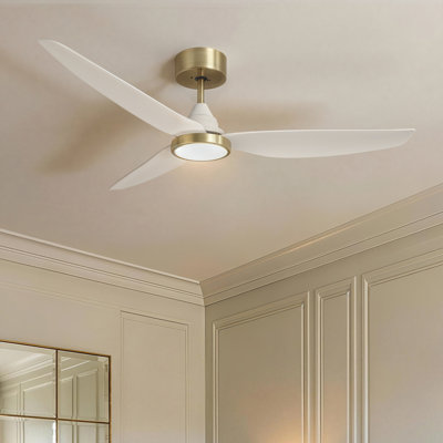 Ventilateur de plafond à flux élevé 6500CFM 54 "avec télécommande 6 lumières et 3CCT à intensité variable, moteur à courant continu réversible