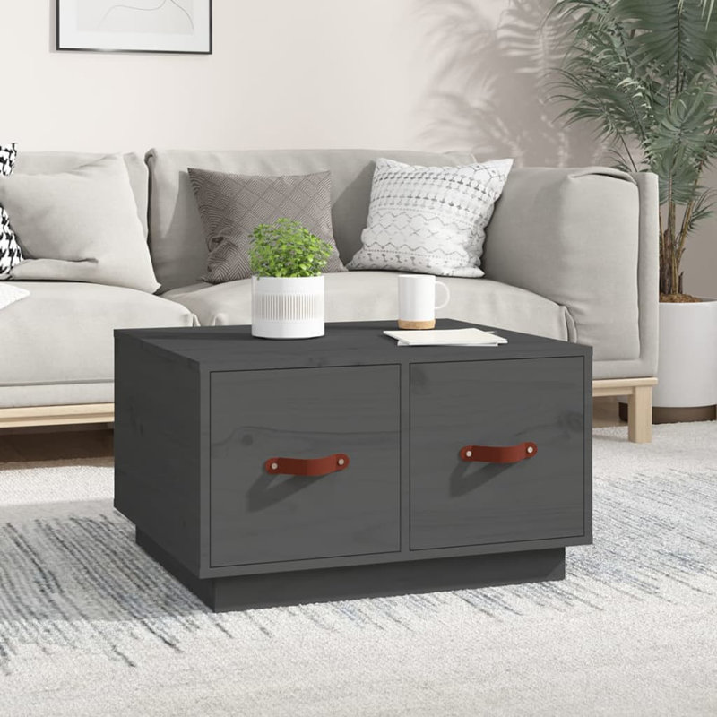 Solid Wood Solid Coffee Table with Storage, Grey