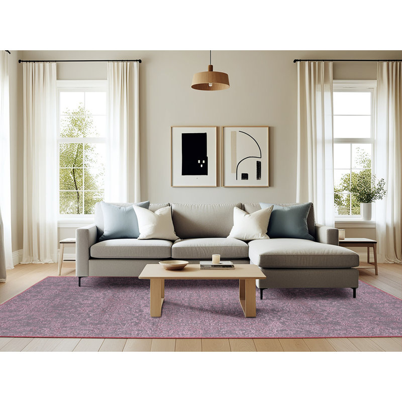 Tapis oriental rose / gris Guntersville, Rectangle 6 pi x 9 pi