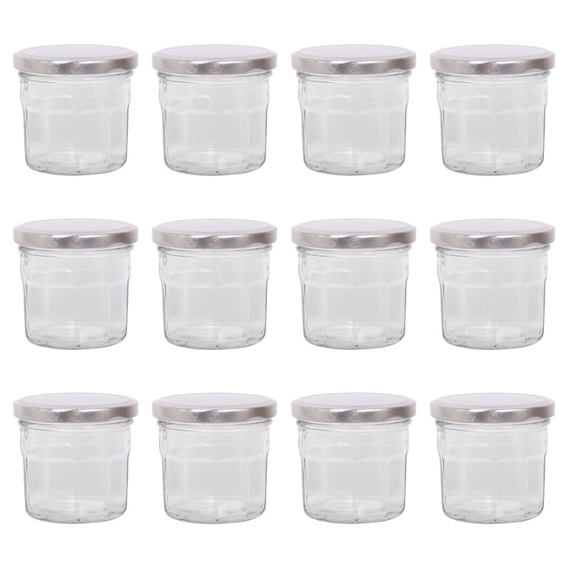 Argon Tableware  Glass Preserving Jars, 130ml, Silver
