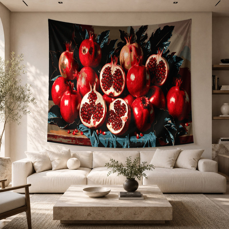 Tapisserie murale «Fruit grenade», 68 po x 80 po