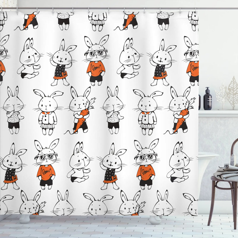 Ensemble de rideau de douche jolie lapin lapin Gretna, H 75 po x l 69 po