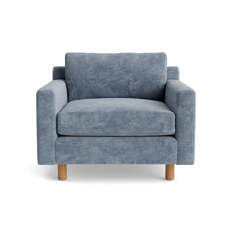 Hunter Chair No Welt, Vintage Chenille - Smoky Blue, Natural