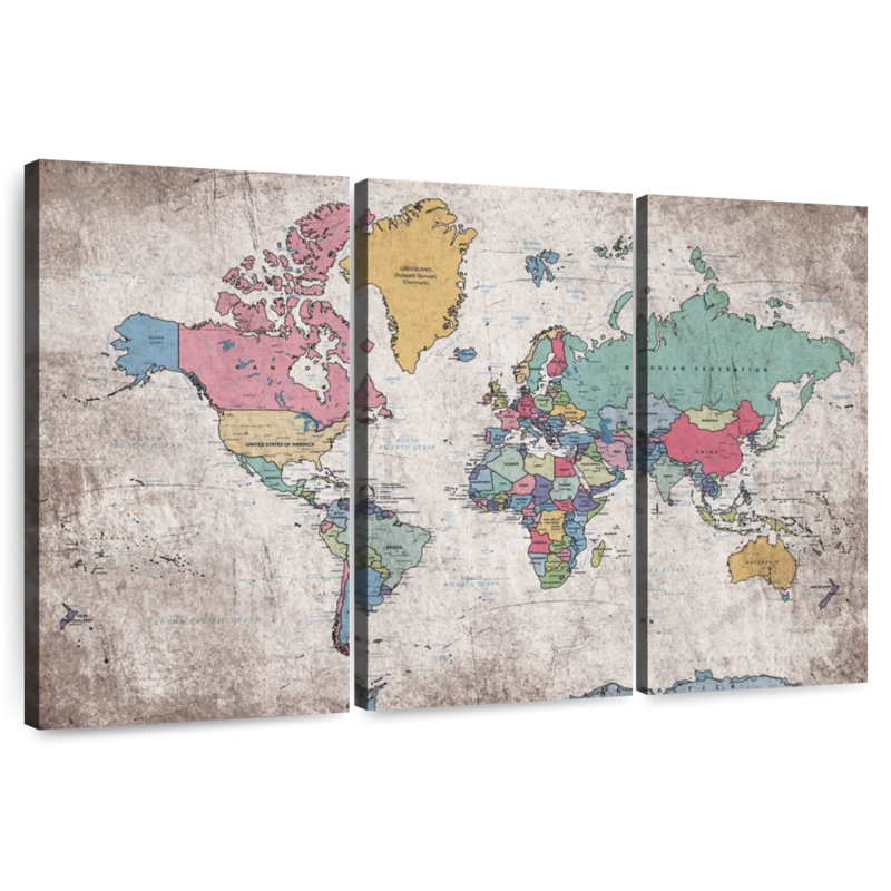 Carte du monde Keiri III, H 32 po x l 50 po