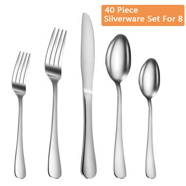 40-piece Silverware Set For 8, Stainless Steel Flatware Cutlery