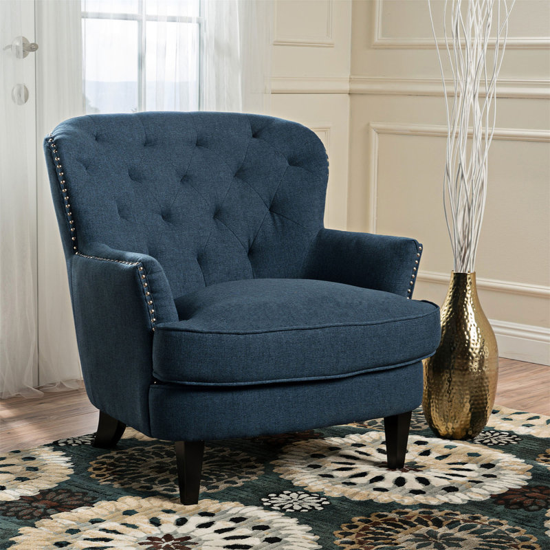 Fauteuil large capitonné 34,6 po Appel, Tissu marine