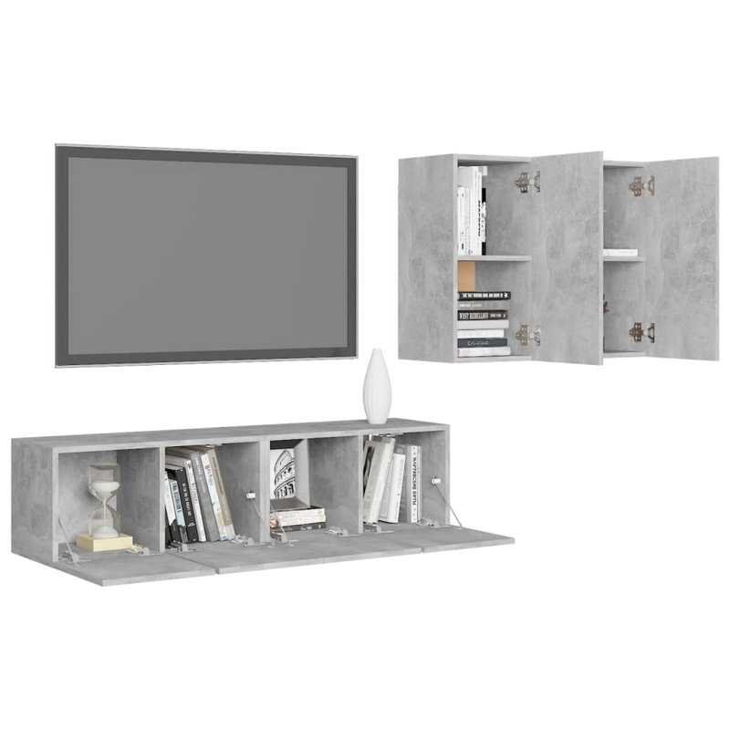 Aydun Unfinished Floating Entertainment Centre for TVs up to 28", Concrete Grey