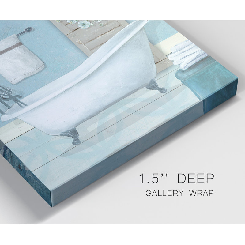 «Teal Bath I», ensemble de 2 reproductions d'art sur toile tendue, H 24 po x l 48 po x P 1 po