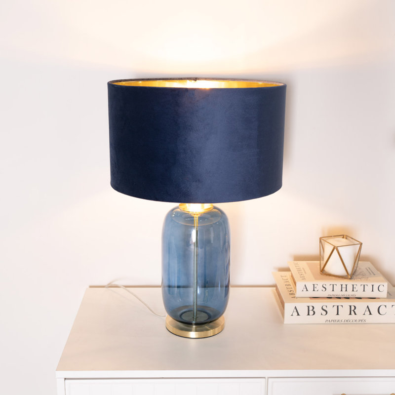 Adosinda Glass Table Lamp, Yes, Blue Base/Blue Shade