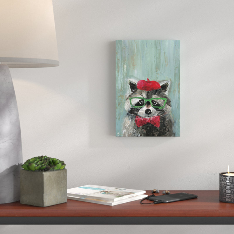 «Raccoon the Painter», reproduction d'art sur toile tendue, H 18 po x l 12 po x P 1,5 po