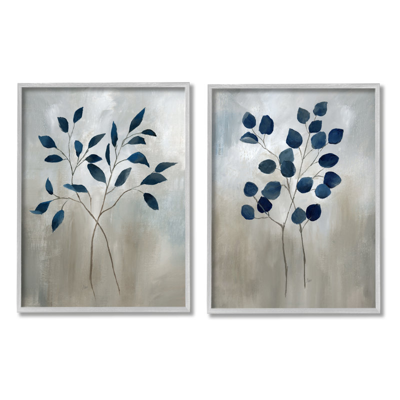 Branches botaniques grises 2 pièces par Nan, Estampe numérique Farmhouse, H 20 po x l 16 po x P 1,5 po