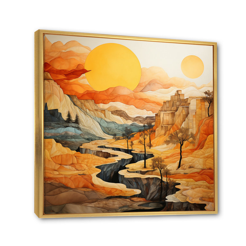 «Bold Landscape Canyon Desert VI - Canyon», art mural, H 36 po x l 36 po x P 1,5 po, Cadre flottant doré