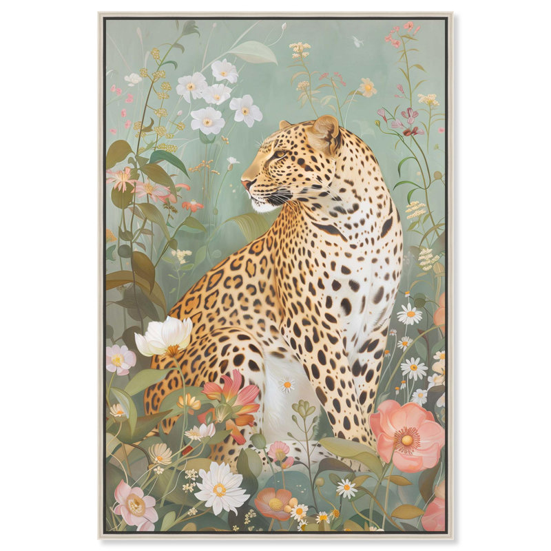 «Leopard Spring» par Art Remedy, Cadre doré, H 46 po x l 31 po