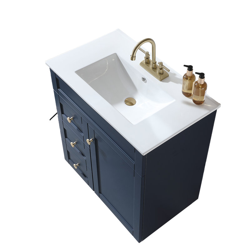 Ensemble de meuble-lavabo simple 30 po avec plateau en céramique, Gris