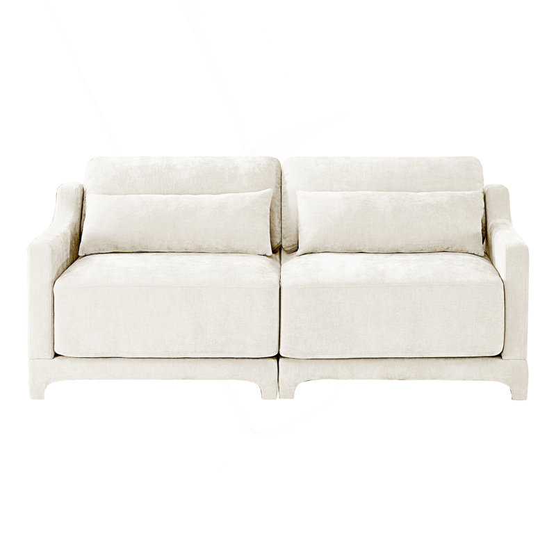 Canapé 2 places avec 2 coussins lombaires, Beige