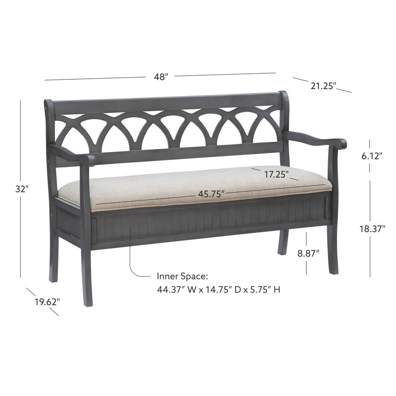 Filton Polyester Upholstered Storage Bench, Grey