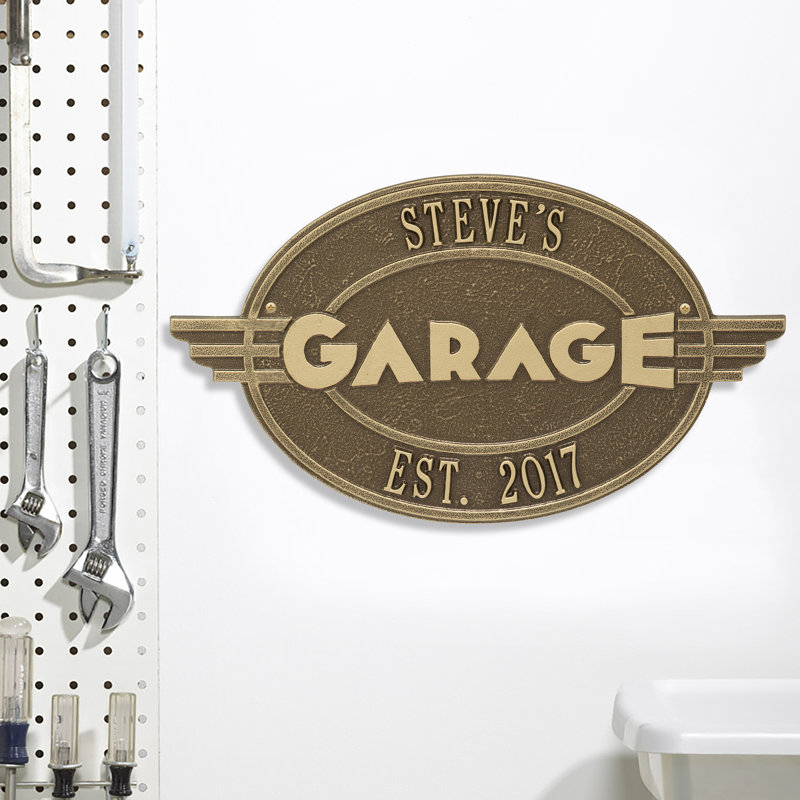 Décoration murale à plaque personnalisée garage Moderno, Or, Oui