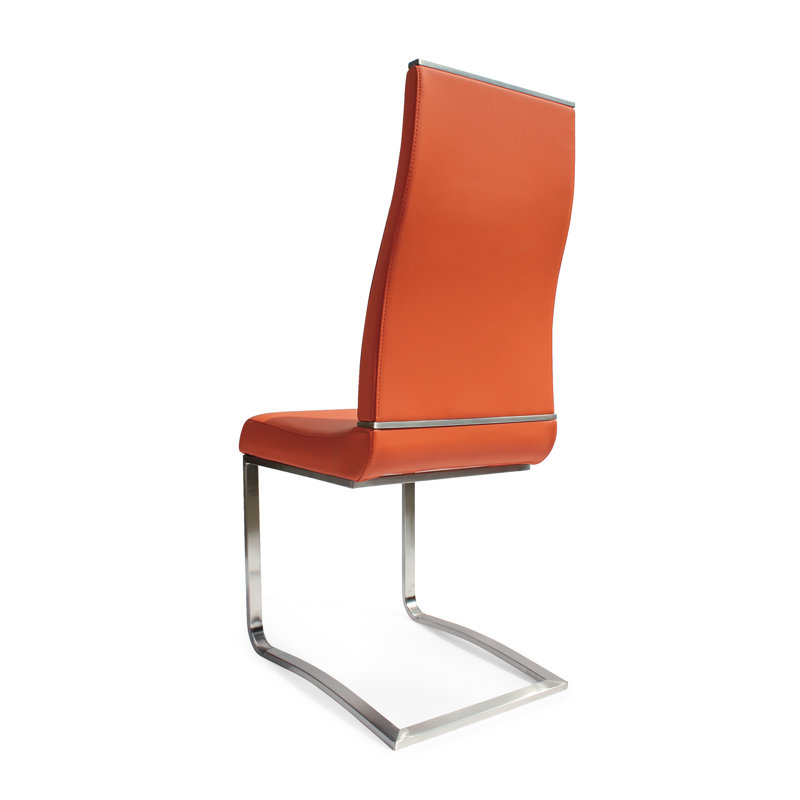 16.5'' H Faux Leather Upholstered Cantilever Chair, Chrome, Vibrant Orange