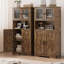 Armoire de rangement pour salle de bain, armoire de cuisine avec portes en verre et tablettes réglables, armoire à linge autoportante 50,4 po, armoire en bois, armoire de plancher pour le salon, blanc-460012851