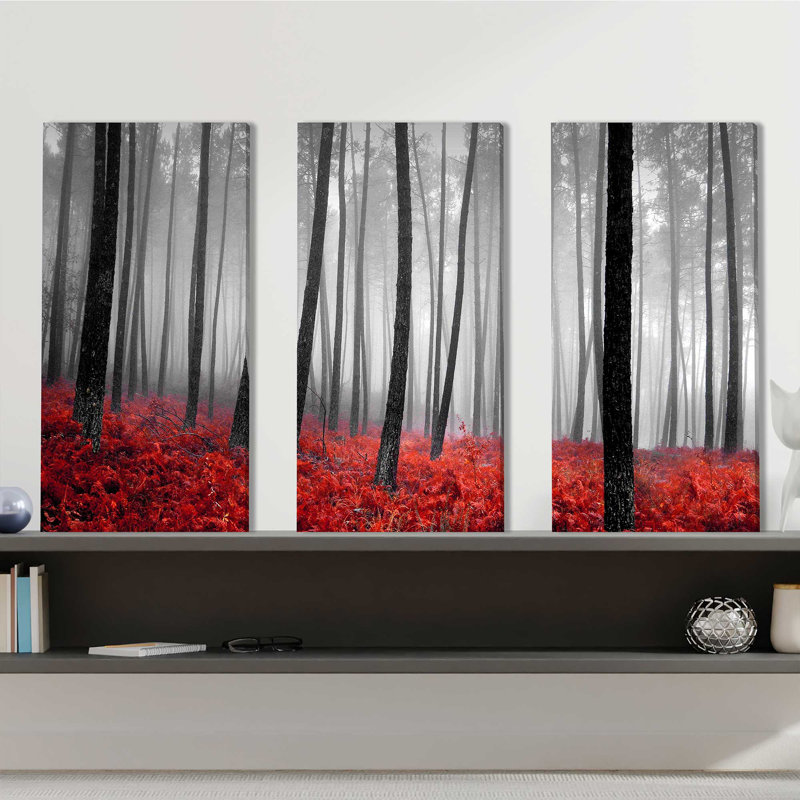 Autumn Woods - Ensemble de 3 photos sur toile tendue, H 32 po x l 48 po x P 0,75 po