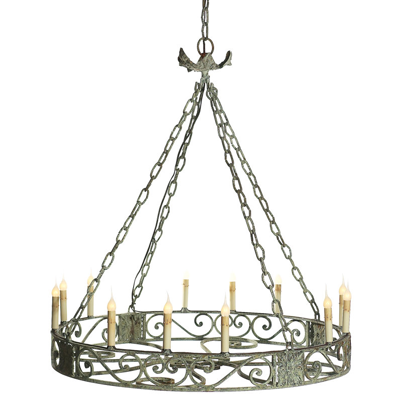 Sparta 12 - Light Candle Style Wagon Wheel Chandelier, Deep Ocean